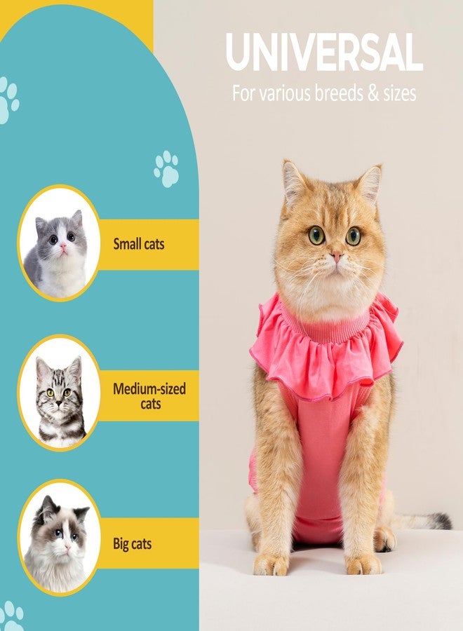 Avont Cat Recovery Suit - Kitten Onesie for Cats After Surgery, Cone of Shame Alternative Surgical Spay Suit with Ruffles for Female Cat, Post-Surgery or Skin Diseases Protection -Rosepink (L) - Image 5